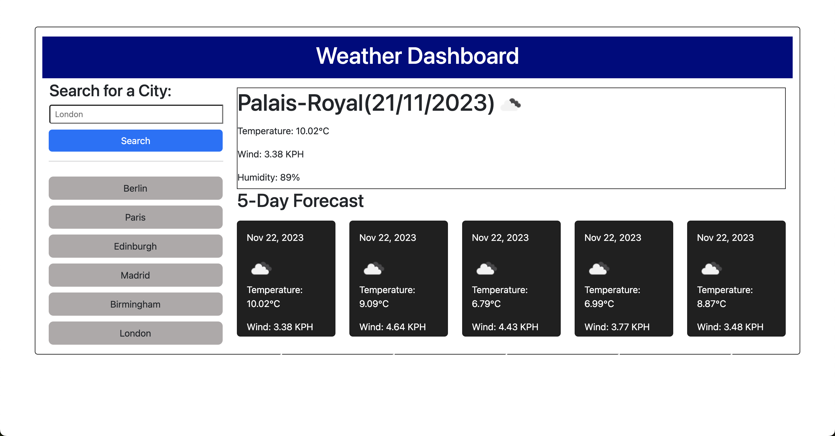 Weather Dashboard